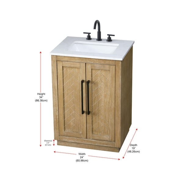 dimension image slide 0 of 2, Elegant Lighting VF29024 Chase 24" Free Standing Single Basin Vanity