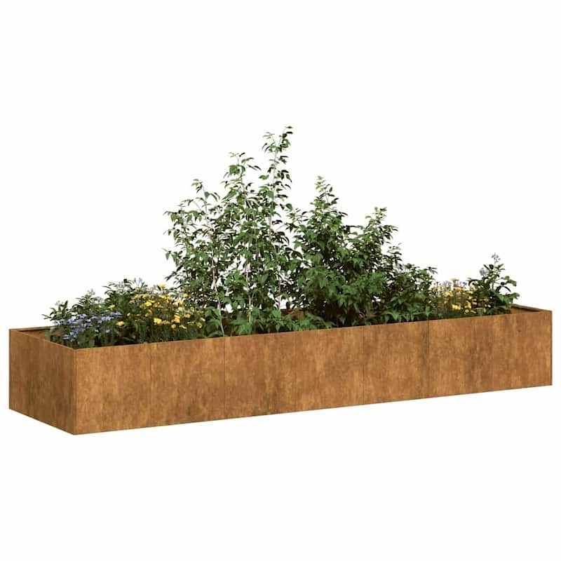 vidaXL Planter Raised Garden Bed Plant Flower Stand Rusty Weathering Steel - 31.5 x 110.2 x 15.7