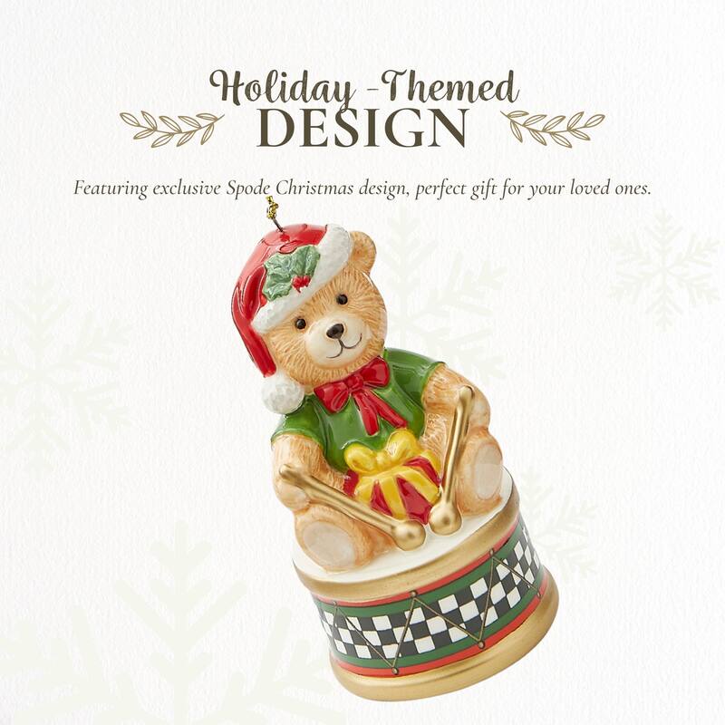 Spode Tree Teddy Bear On A Drum Ornament