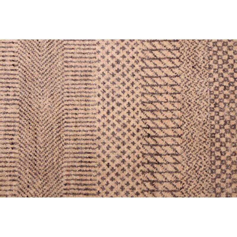 ECARPETGALLERY Hand-knotted Finest Silk Shadow Tan Viscose, Wool Rug - 5'11 x 8'10