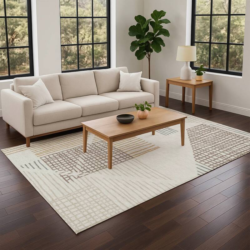 Machine Washable Indoor/ Outdoor Casual Contemporary Chantille Rug