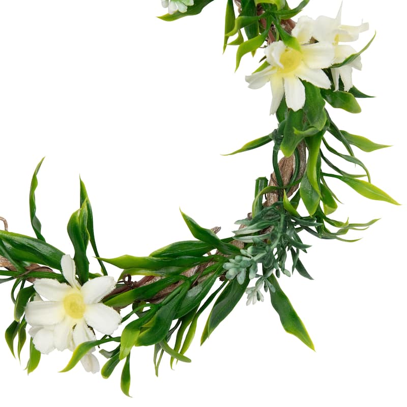 Mini Floral and Foliage Spring Wreath - 7" - Unlit - White