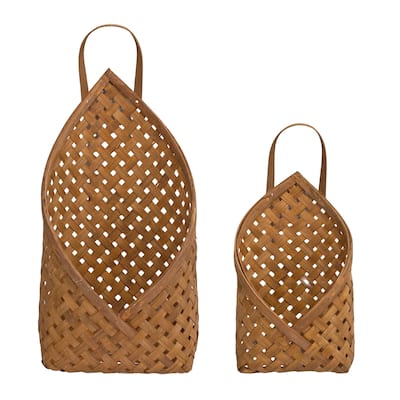 Bamboo Wall Basket (Set of 2) - 9.25 x 7 x 19; 7 x 5.25 x 12.25