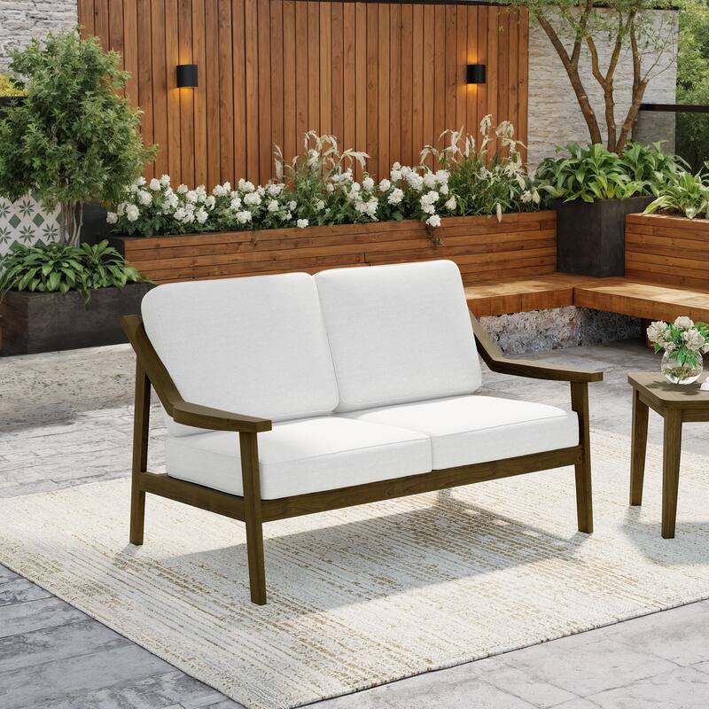 Solid Wood Outdoor Arm Chair Loveseat with Cushion
