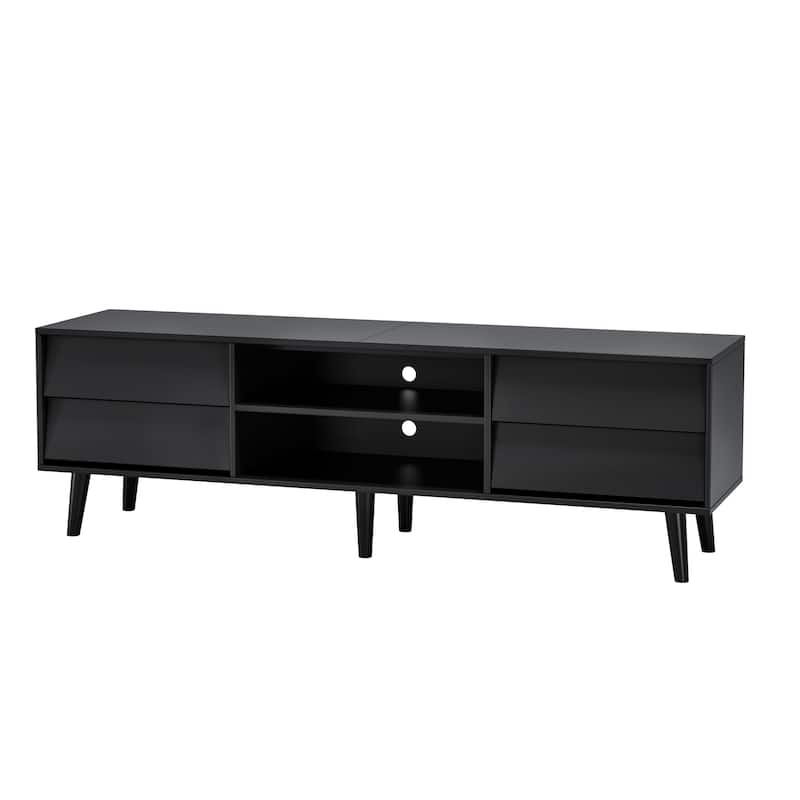 63'' TV Stand with Bevel Design, 4 Drawers and 2 Shelves, Entertainment Center for Living Room or Bedroom