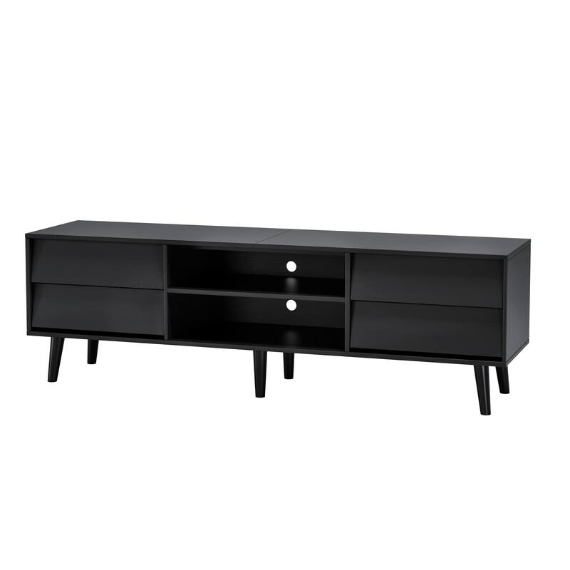 Bevel Design Wood TV Stand with Drawers, Entertainment Center for Living Room