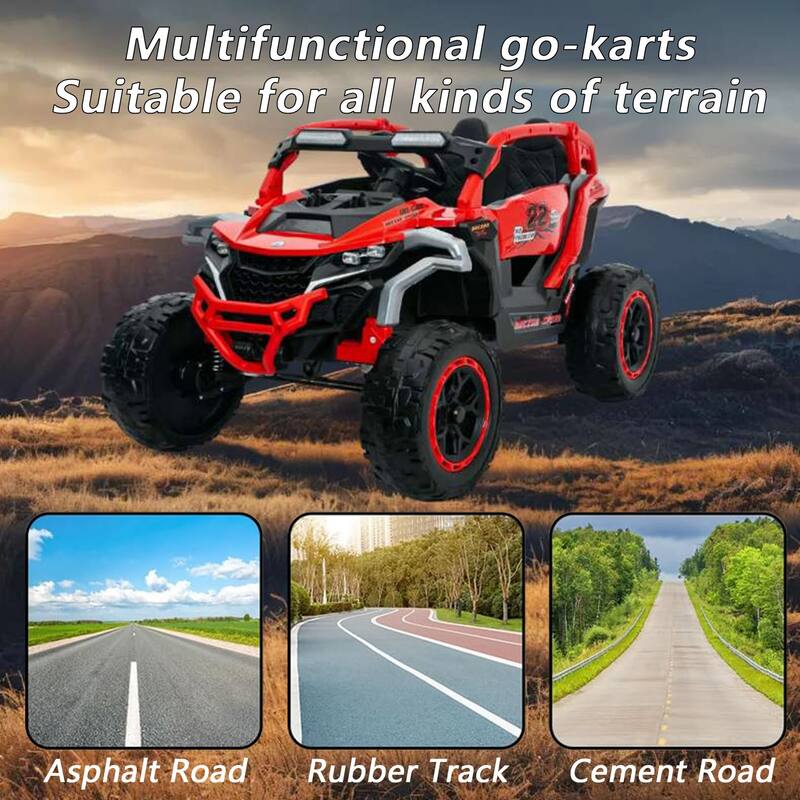 Ride on Models Truck Car 12V Kids Electric Vehicles, Remote Control, Front & Rear Shock Suspension, 2 Seater UTV - Red