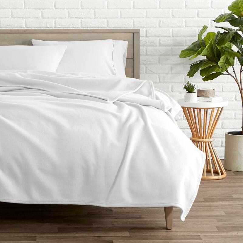 Bare Home Lightweight Polar Fleece Blanket - Twin/Twin XL - White