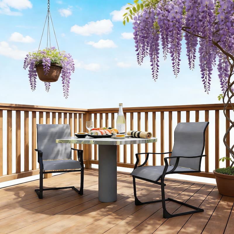 GDFStudio - Nielsen Outdoor Patio Dining Chairs with Supportive Micro-Swing Comfort Set