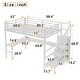 preview thumbnail 41 of 74, Kids Loft Bed Metal Frame Bed with Wardrobe, L-shaped Desk and Storage Stairs, High Loft Bed with LED, USB and Adjustable Shelf