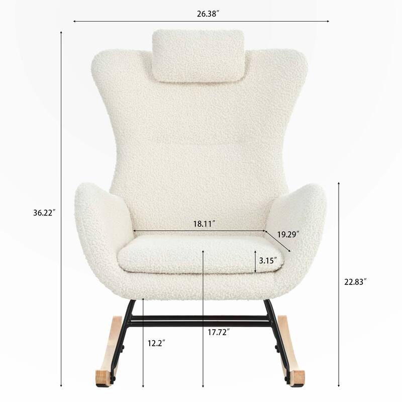 Teddy Rocker Glider Chair with High Backrest and Adjustable Headrest