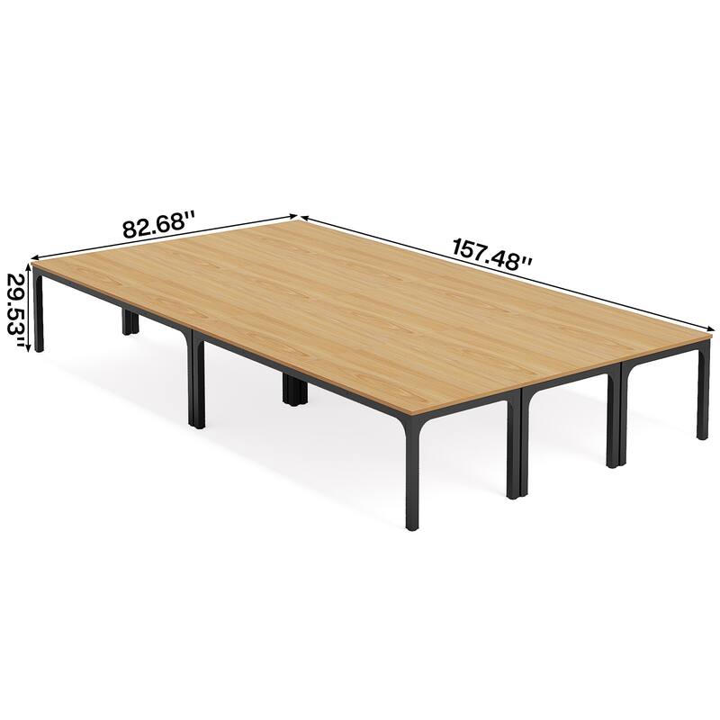 Modern Office 13FT Conference Table Set of 6, Large Rectangle Meeting Table, 78.74-Inch Long Business Seminar Table