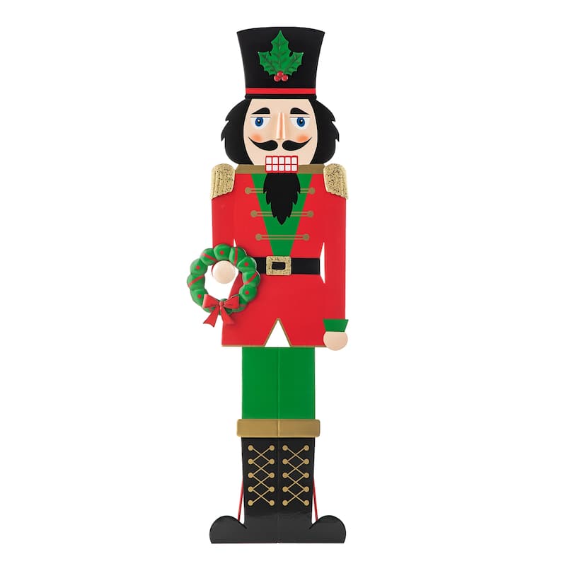 Glitzhome 60"H Metal Nutcracker Porch Decor (KD)