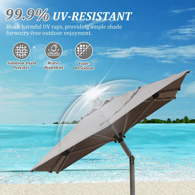 Rectangle Patio Umbrella with Crank Lift and Tilt Function