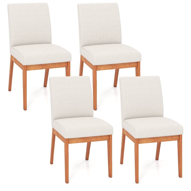 Costway Modern Kitchen Chair Set of 2/4 Dining Chair with Rubber Wood - 4 PCS - Set of 4