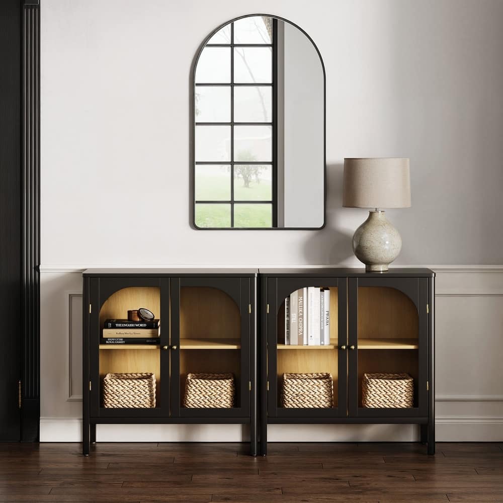 Nathan James Mason Sideboard Buffet with Glass Doors and Adjustable Shelves