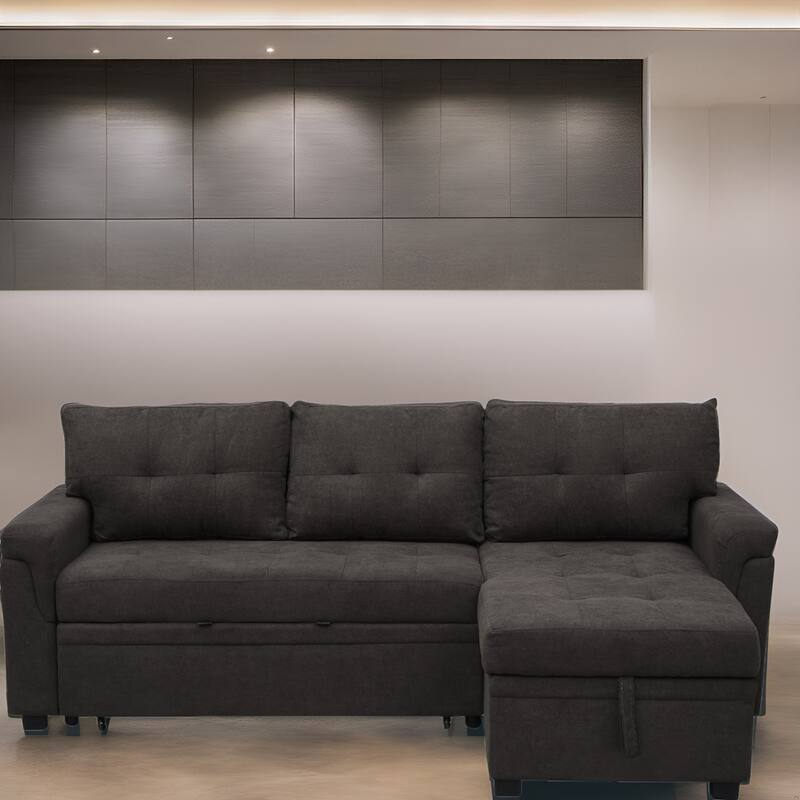 Reversible Sectional Sleeper Sofa with Storage Chaise & Pull-Out Bed