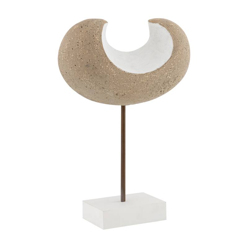 Curved Sculpture Decoration - 17" - Beige and White