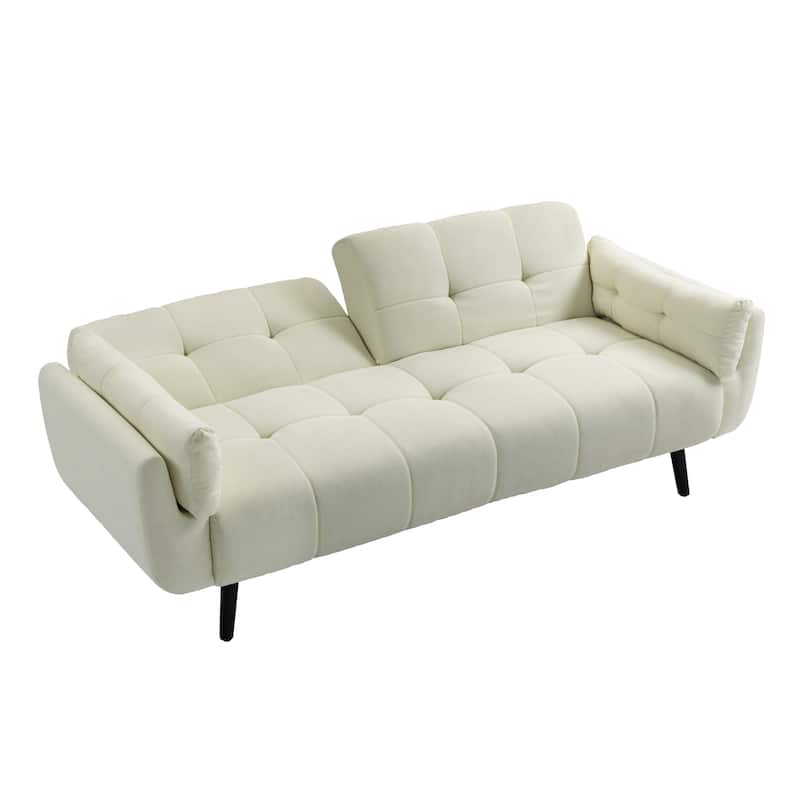 75" Convertible Sleeper Futon Sofa Bed With Adjustable Tufted Back