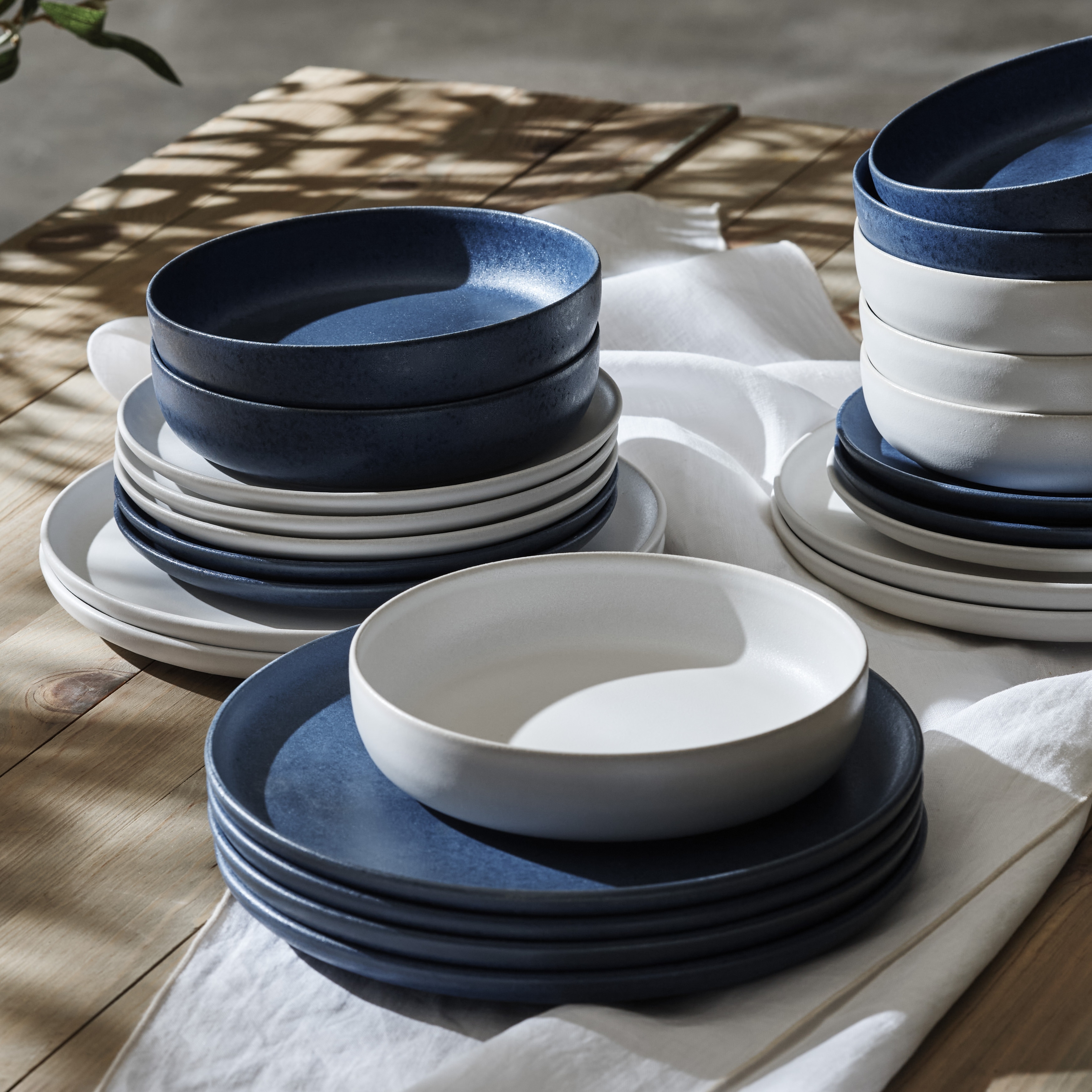 Porto by Stone Lain Macchio Stoneware Dinnerware Set, Crafted in