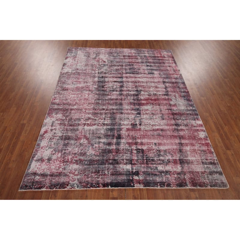 All-Over Modern Abstract Indian Area Rug Handmade Wool Carpet - 7'11"x 9'10"