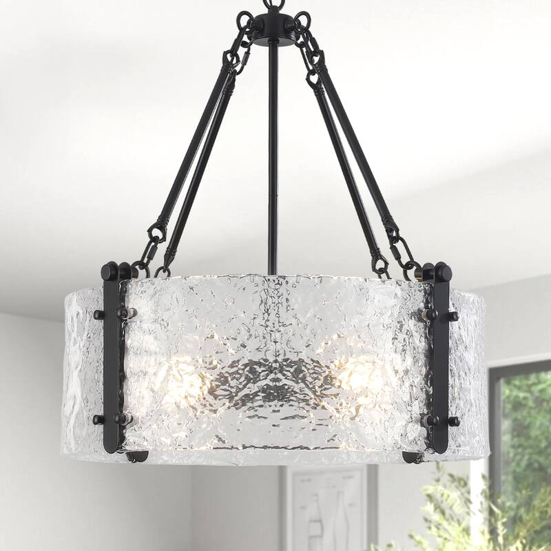 4-Light Classic Hanging Linear Chandelier Lighting Fixture with Glass Cover for Dining Room Kitchen Island