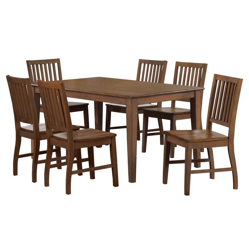 Rectangular Dining Table Set with 6 Chairs - 60" Table, Seats 7 - Home Kitchen Furniture