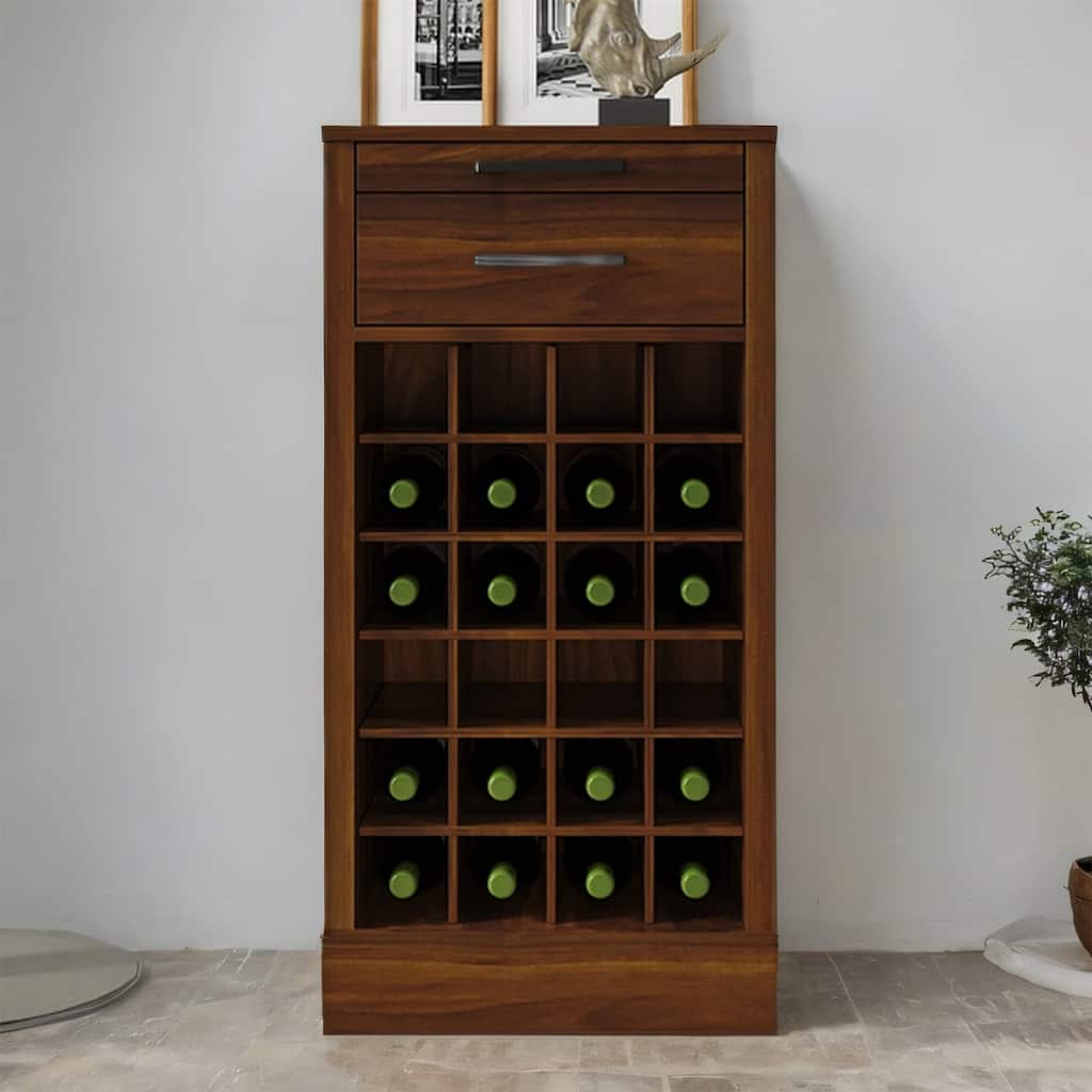 28-Bottle Wine Bar Cabinet - Modular Storage with 35.43" Hutch