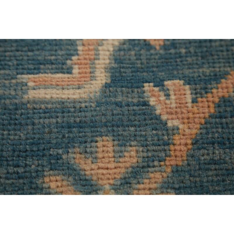 Hand Knotted Oriental 100% Wool Carpet Transitional All-Over Navy Blue & Blues Oushak Area Rug - 13' 10'' X 10' 1''