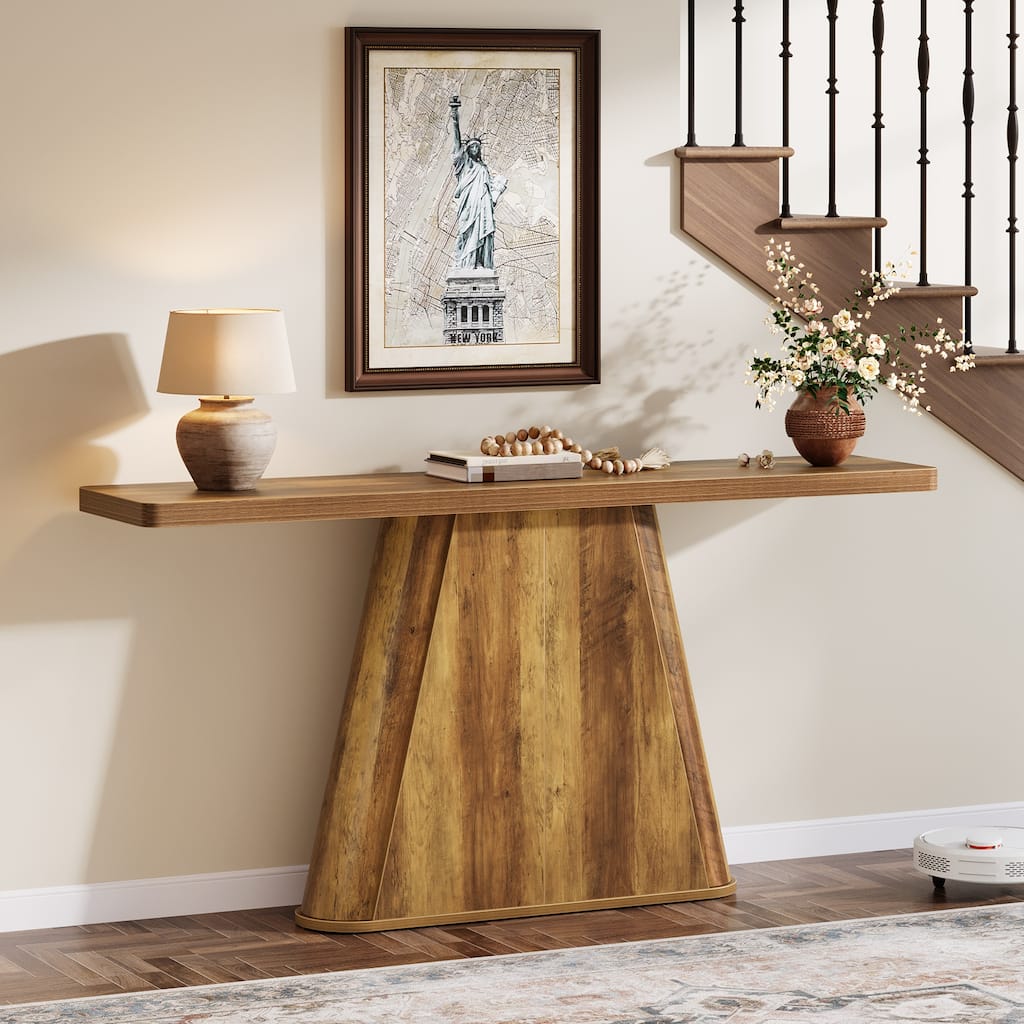 63" Farmhouse Wooden Console Sofa Table for Entryway Hallway - 63" L x 13.8" W x 31.9" H