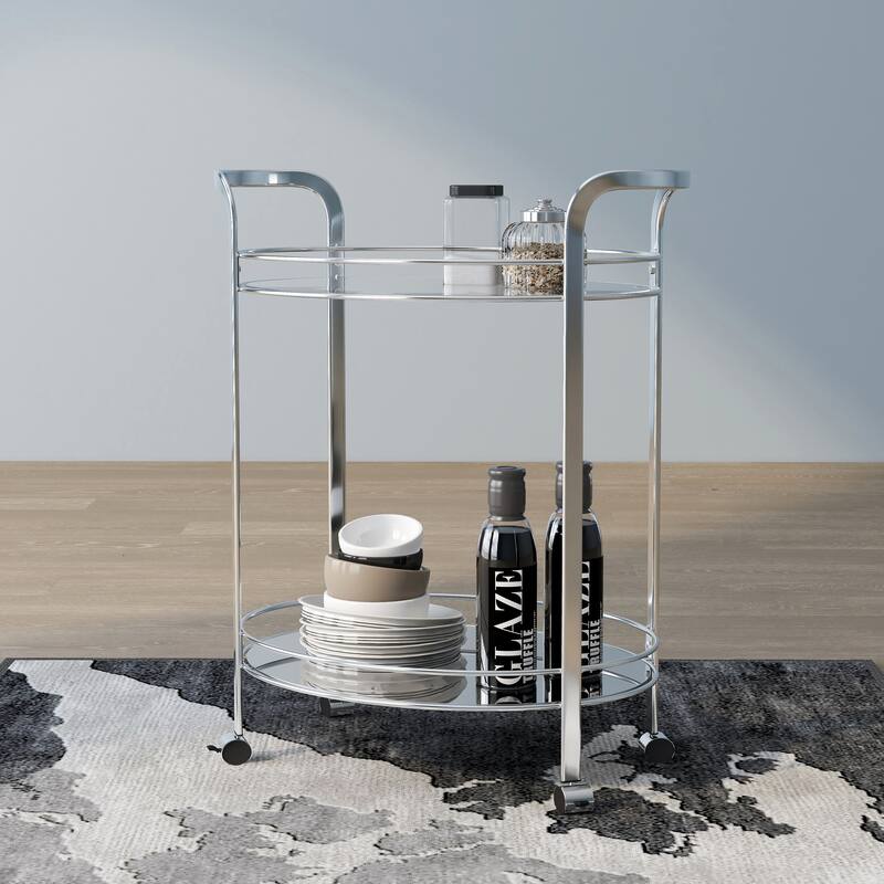 DH BASIC Modern Chrome Bar Cart by Denhour