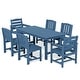 preview thumbnail 1 of 10, 7-Piece HDPE Outdoor Dining Set 66.9''L Table with 6 Chairs Blue