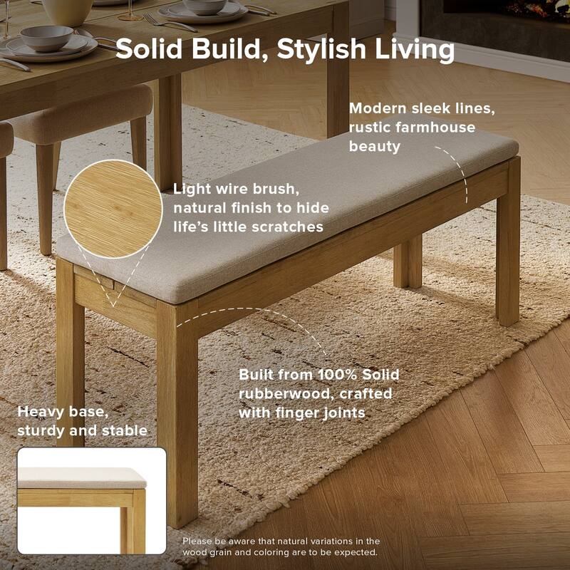 Mopio Logan Upholstered Beige Dining Bench