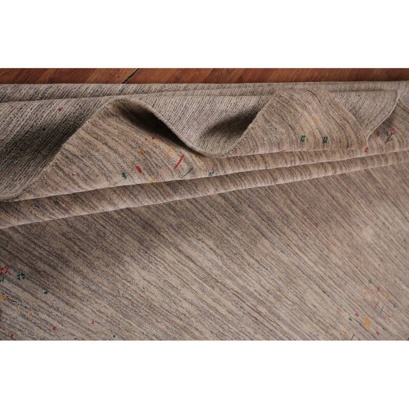 Striped Tribal Gabbeh Square Area Rug Handmade Wool Carpet - 8'0" X 7'11"