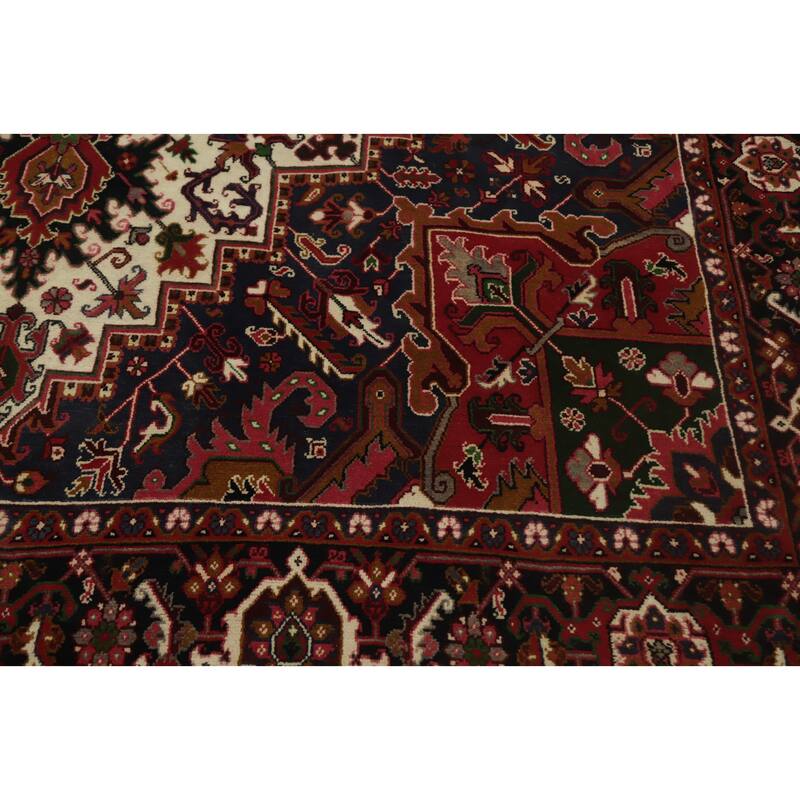 Hand Knotted Oriental 100% Wool Carpet Traditional Medallion Beige & Ivories Heriz Area Rug - 11' 6'' X 8' 1''