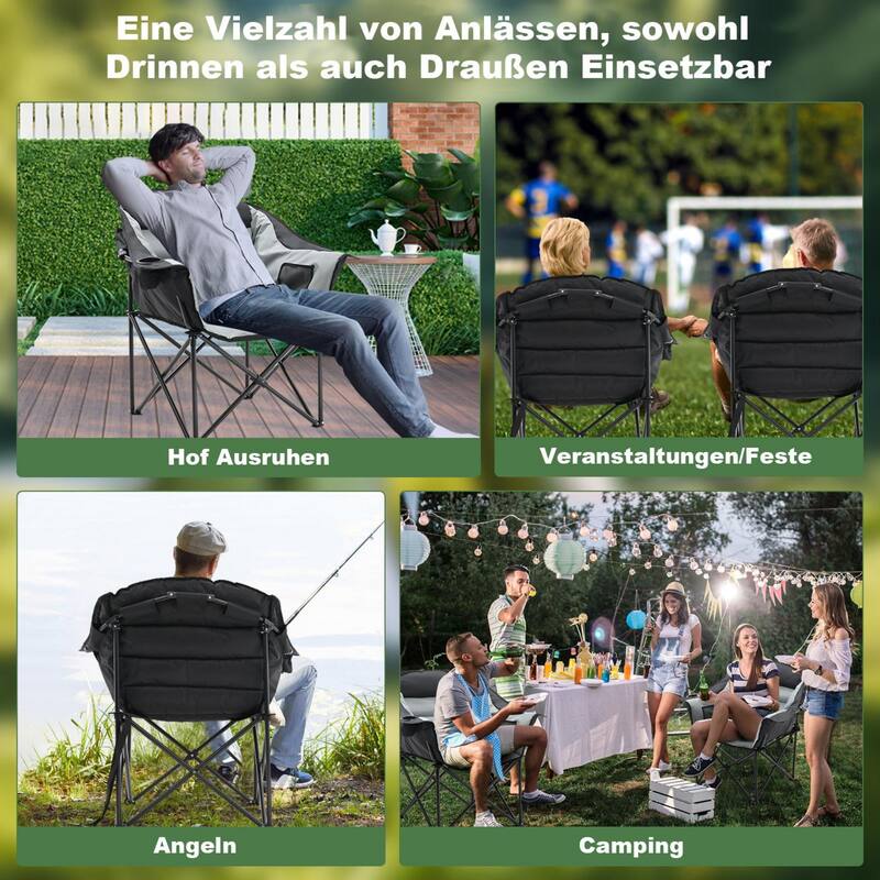 DoCred Oversized Camping Chair, Fully Padded Folding Moon Chair