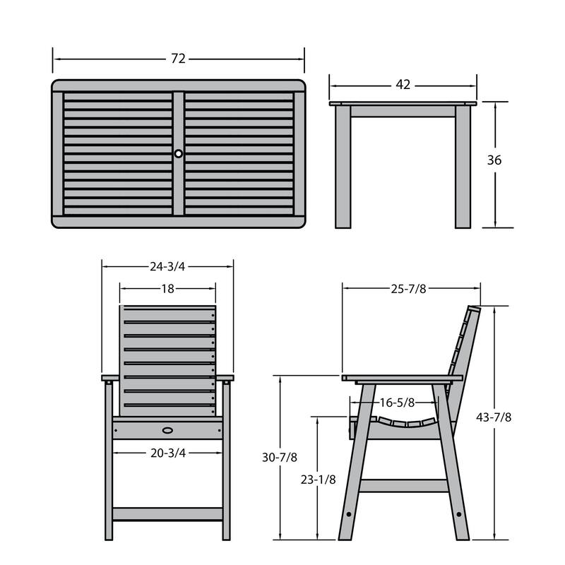 Weatherly 7-piece Outdoor Dining Set - 42" x 72" Table, Counter-height
