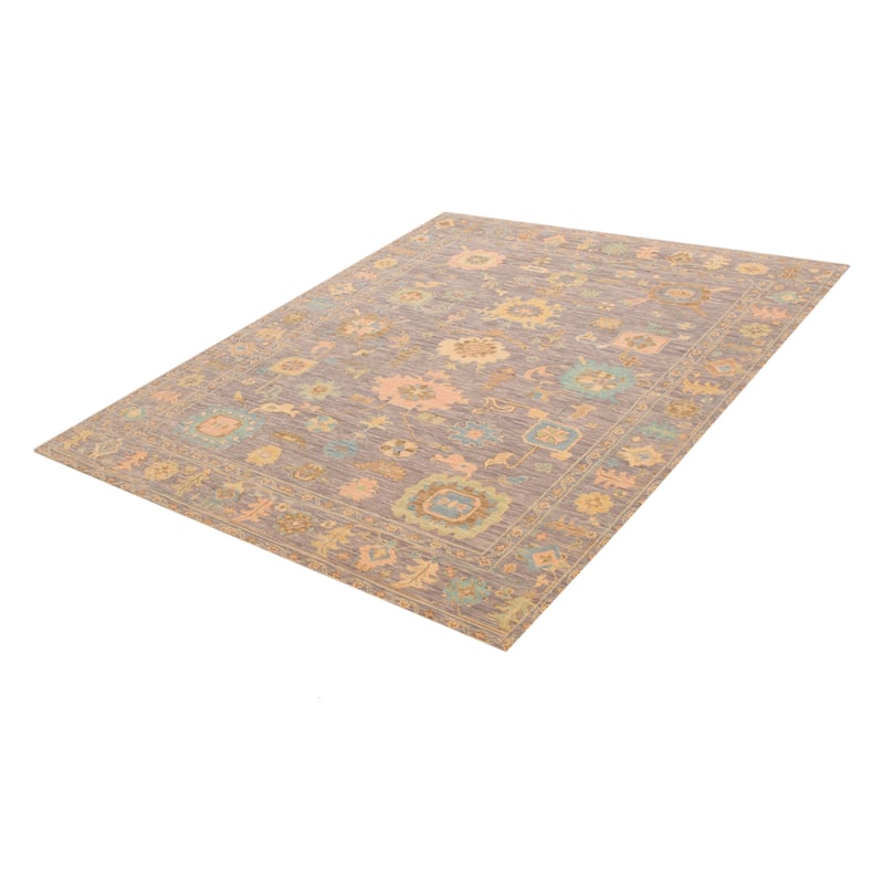 ECARPETGALLERY Hand-knotted Modern Oushak Grey Wool Rug - 8' 1" x 10' 1"