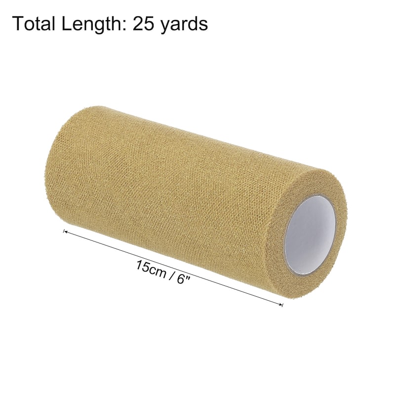 6" Sequin Tulle Ribbon Rolls Glitter Sparkly Netting Fabric for Gift - Champagne Gold - 25 Yards