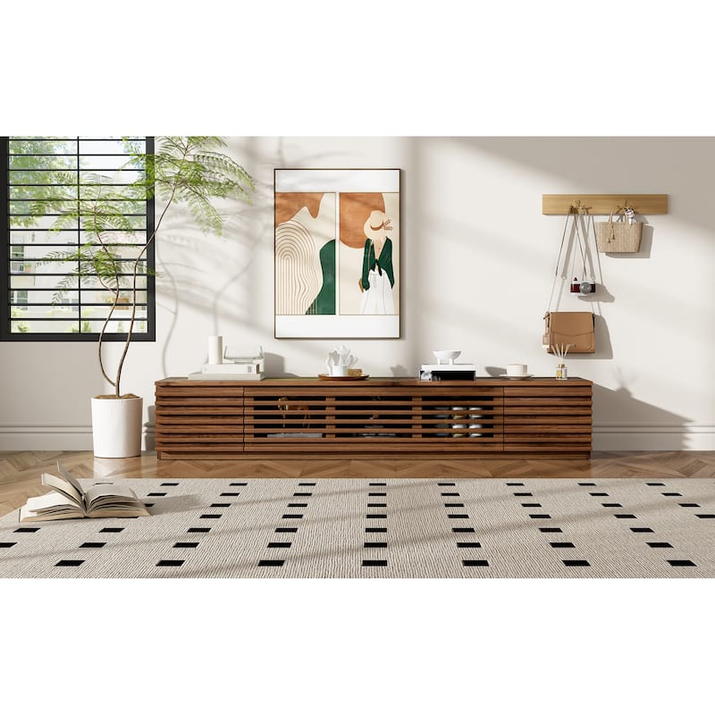 Roomfitters 70 Inch Modern TV Stand for TVs up to 80 Inch, Media Console with Soft-Closing Hinges & Cable Management, Walnut