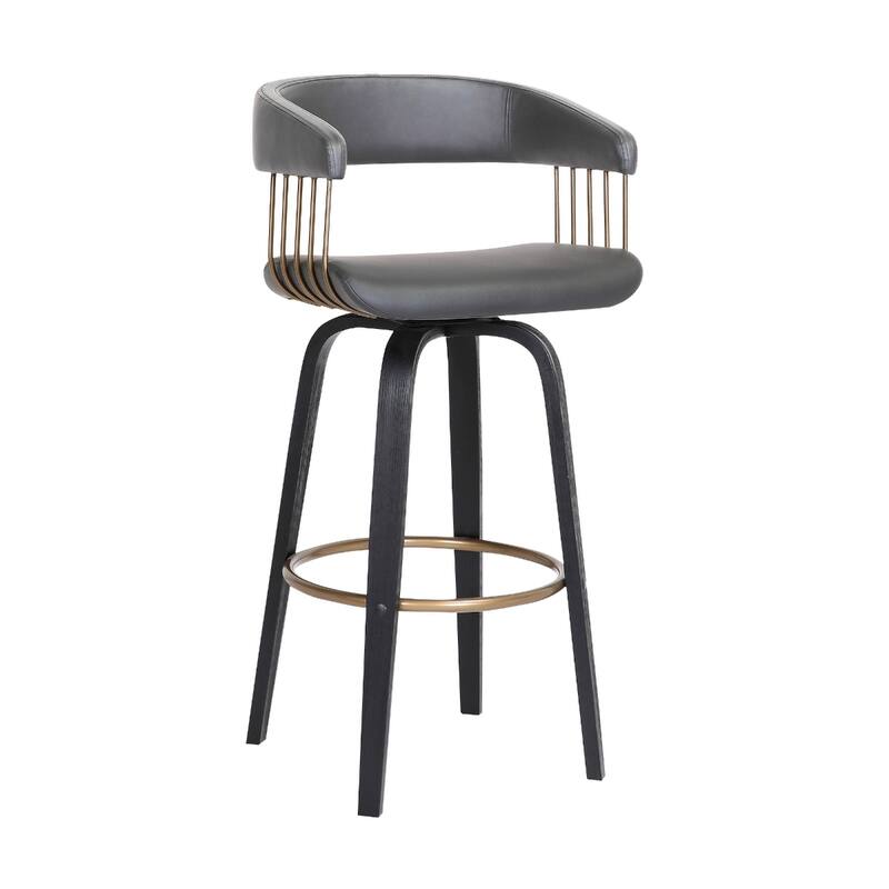 Modern Faux Leather Swivel Bar Stool with Full Back and Bucket Seat