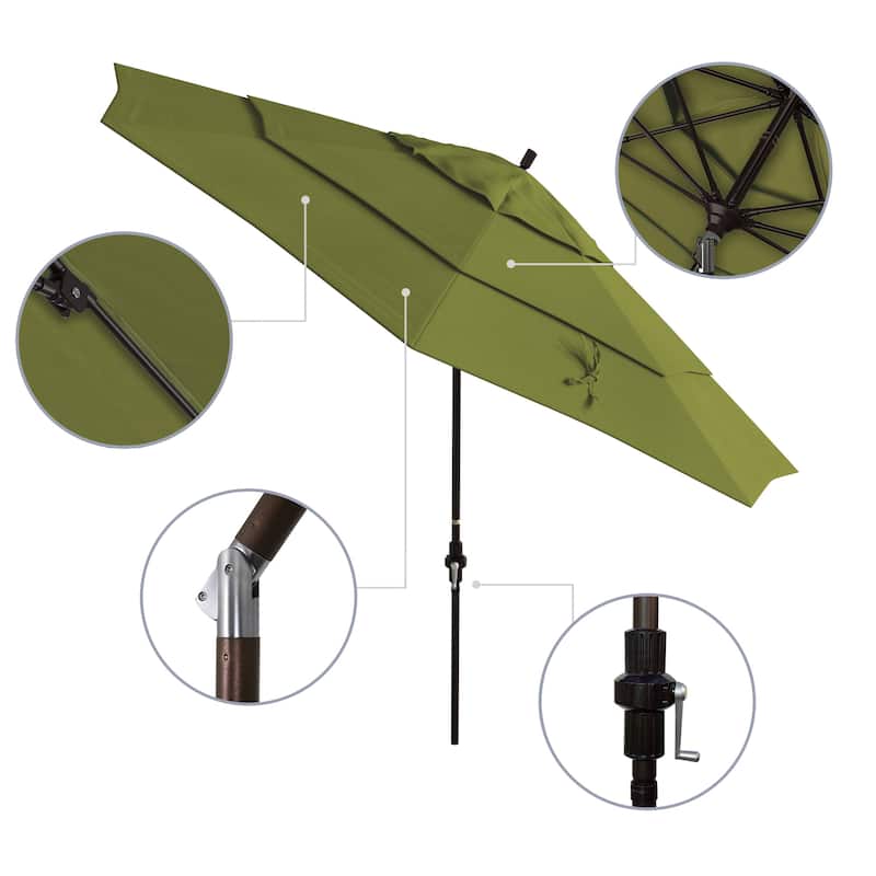 California Umbrella 11' Sun Master Patio Umbrella Bronze Aluminum Pole Fiberglass Ribs Crank Lift Collar Tilt Pacifica Capri