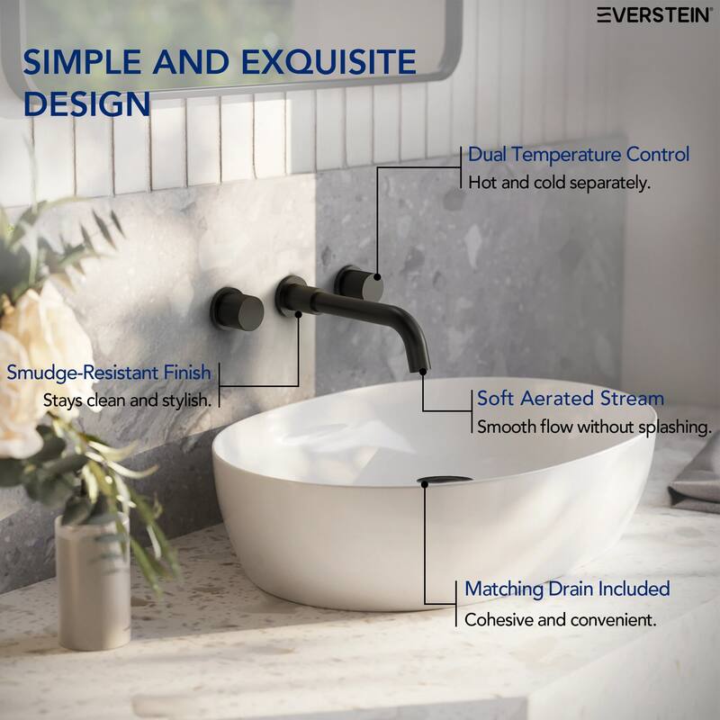 Wall Mount Stainless Steel Bathroom Sink Faucet 3 Hole 2 Handles Bathroom Faucet