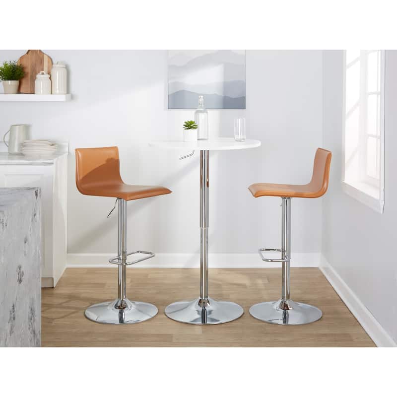 Porch & Den Mara Upholstered Adjustable Bar Stool with Rounded Rectangle Footrest (Set of 2)