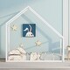 preview thumbnail 1 of 4, Twin Size Metal House Bed for Kids, Roof Design for Cozy Semi-Enclosed Space, Versatile and Stylish White