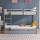 preview thumbnail 7 of 31, Full Size Bunk Bed With Trundle Bed, With Ladder And Safety Rails Pinewood Bunk Bed Grey