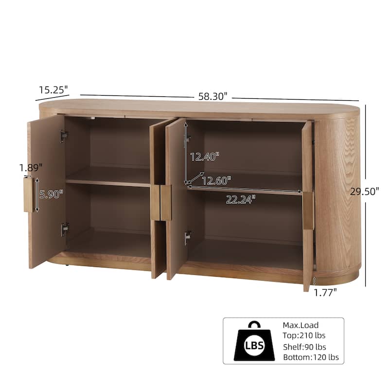 Christopher Knight Home - Valmont MDF 4 Doors Sideboard with Metal Base and Storage