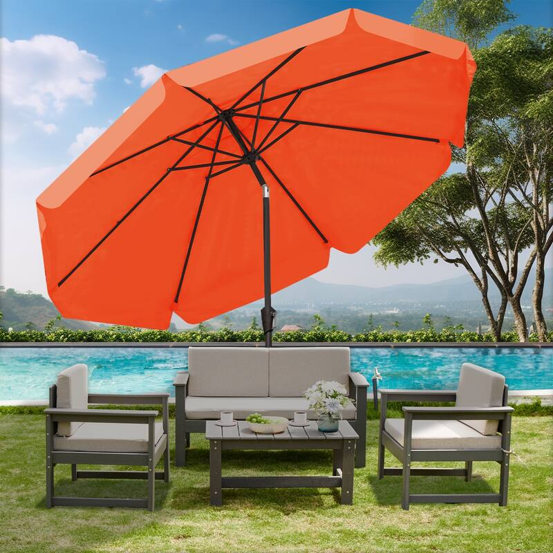 10ft Patio Market Umbrella with UV-Resistant and Sagging Edge Designed