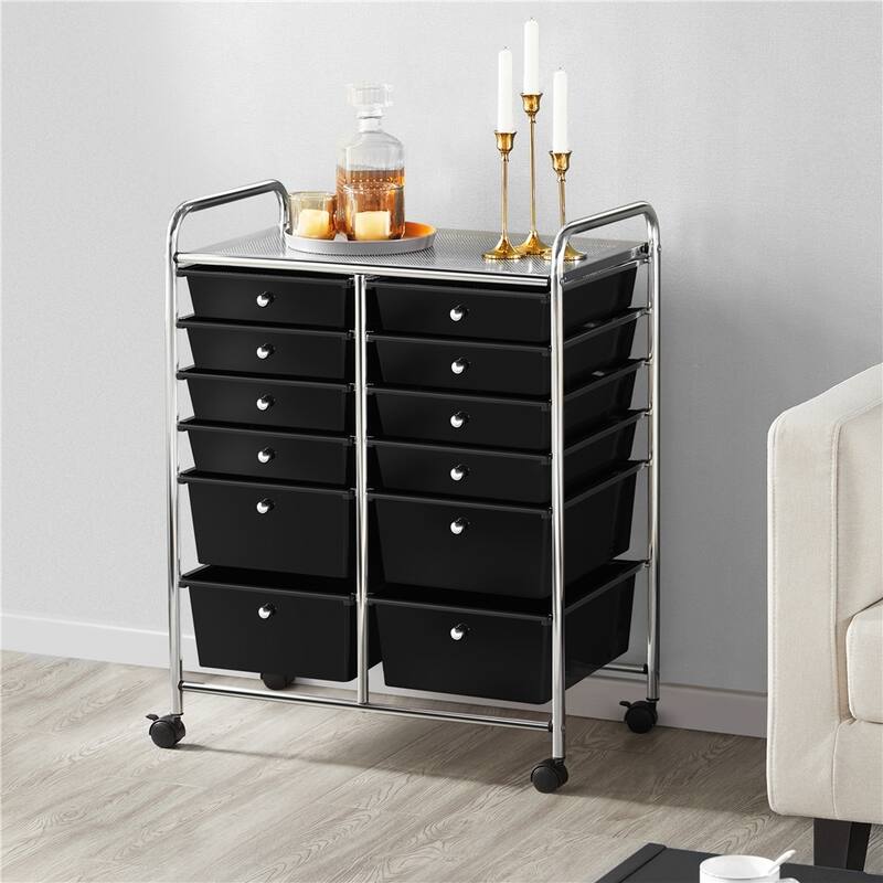 Yaheetech 12-Drawer Storage Cart Organizer with Lockable Wheels