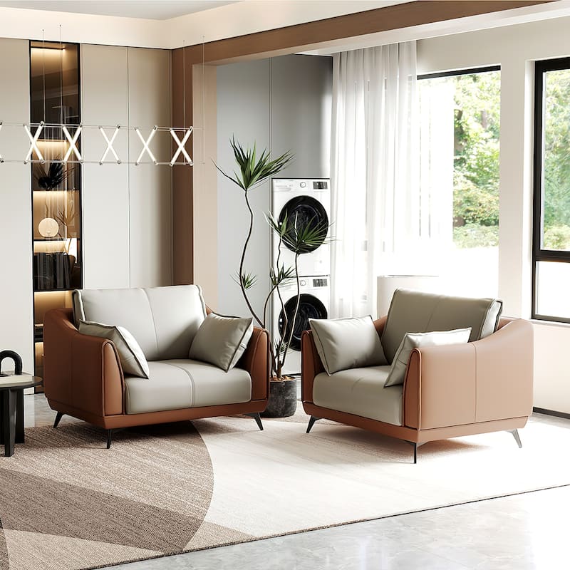 Modern Faux Leather 3-Seater Sofa with Black Legs - one seat